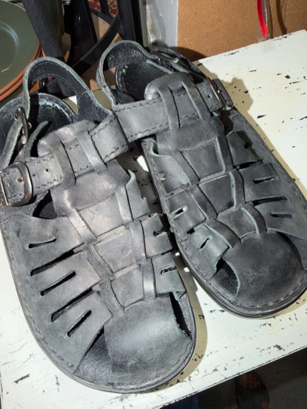 Josef Seibel Women's Black Leather Fisherman Sandals size 37… (6.5/7) US